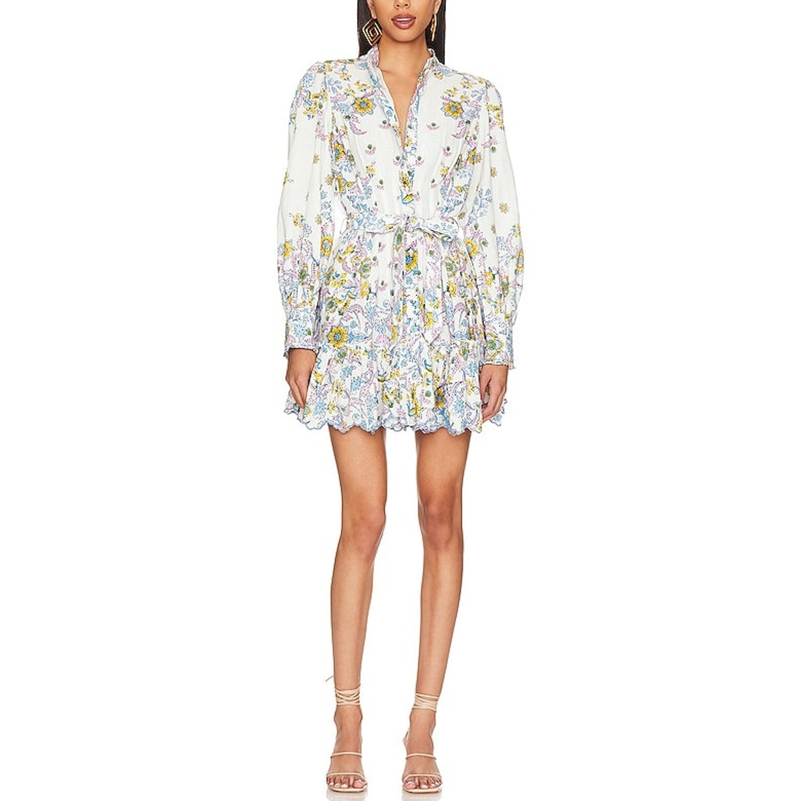 Hemant And Nandita Floral White Shirt Dress Size M